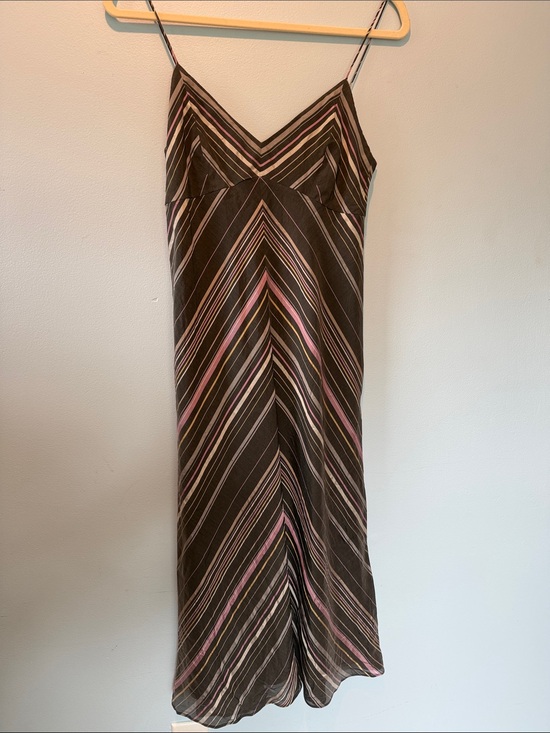 J. Crew Dresses & Skirts - J. Crew Gray Midi Slip Dress with Pink and Cream Stripes